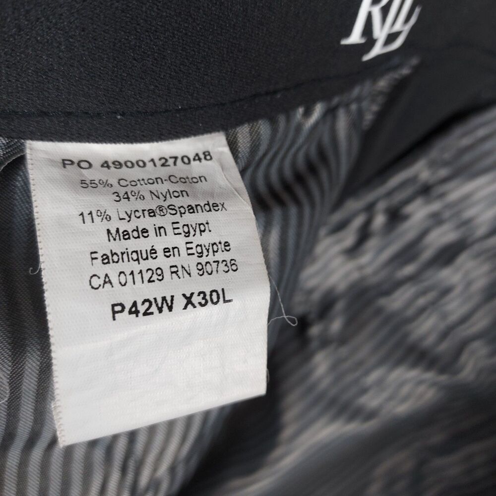 Lauren Ralph Lauren Men’s Stretch Cotton Blend Dress Pants 42x30 Gray Slim Fit - Picture 9 of 11